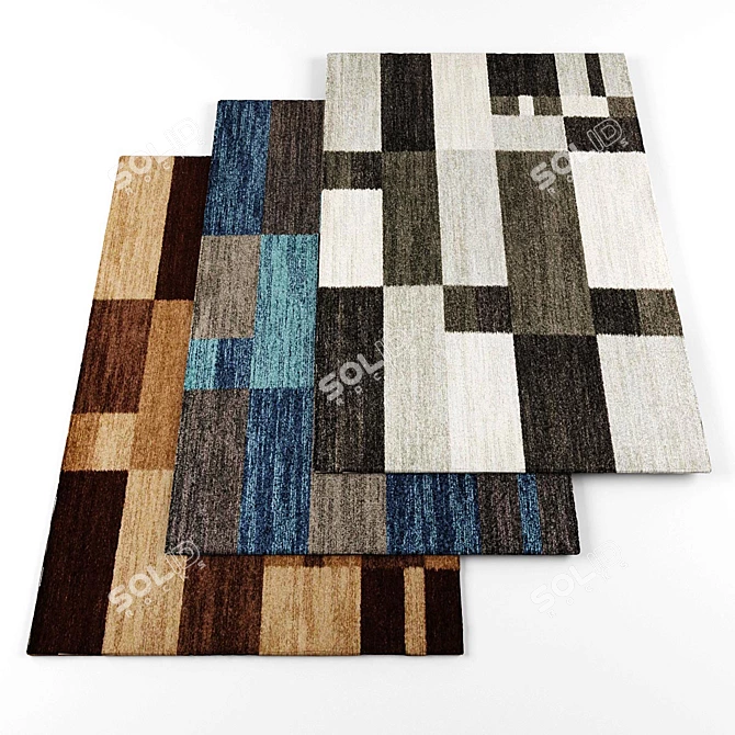 Versatile Textured Rugs: 4 Styles 3D model image 1