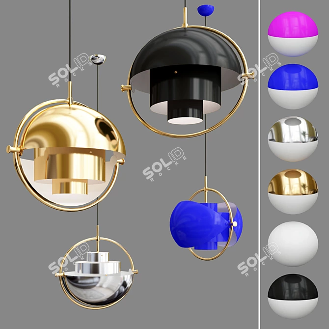 Modern Black Multi-Lite Suspension 3D model image 1