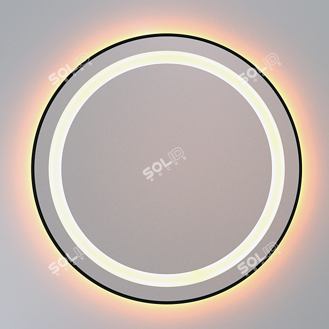 Sleek Steel Framed Round Mirror 3D model image 3