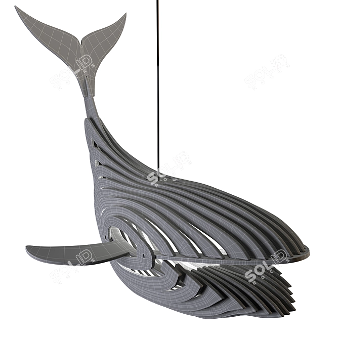 Whale Wood Lamp: Handcrafted Illumination for Your Interior 3D model image 2