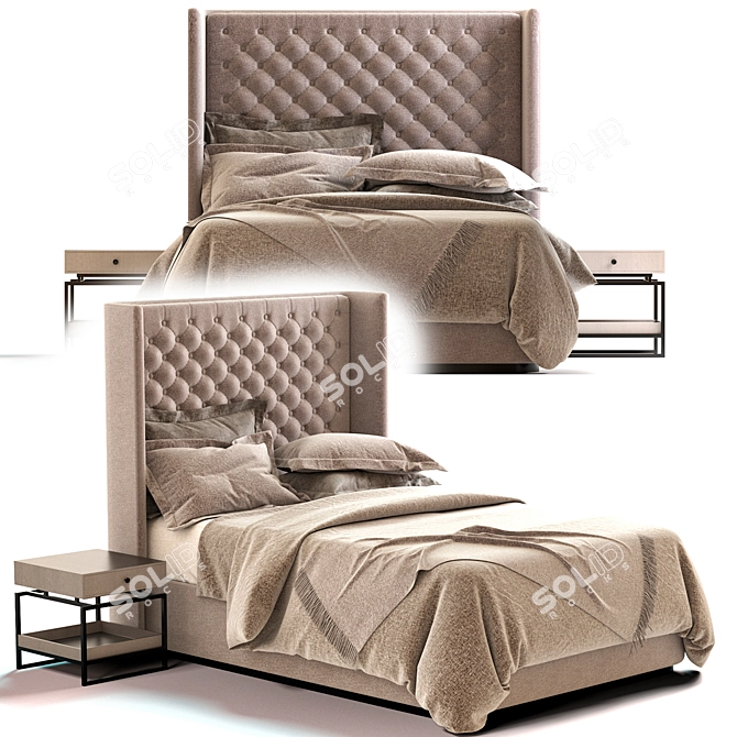 New Design Bed Set - Modern and Stylish Furniture 3D model image 1