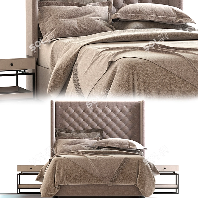 New Design Bed Set - Modern and Stylish Furniture 3D model image 2