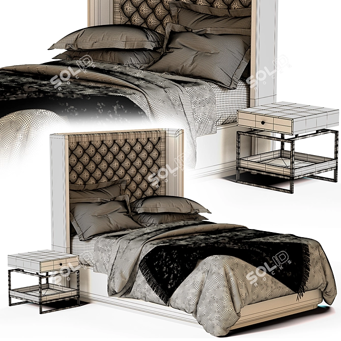 New Design Bed Set - Modern and Stylish Furniture 3D model image 7