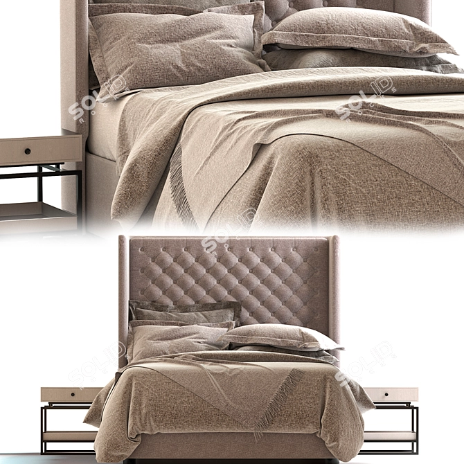 New Design Bed Set - Modern and Stylish Furniture 3D model image 8