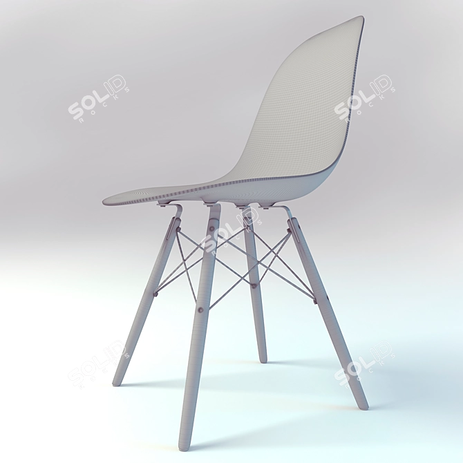 Eames Dowel Base Side Chair: Iconic Design & Sturdy Construction 3D model image 3