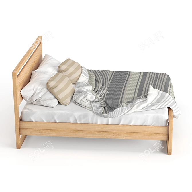 Rustic Wood Bed 3D model image 3