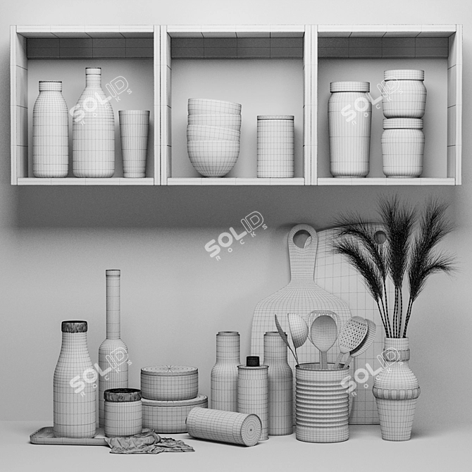 Title: Elegant Kitchen Décor Set 3D model image 5