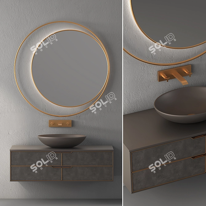 Contemporary Bathroom Vanity Set 3D model image 1