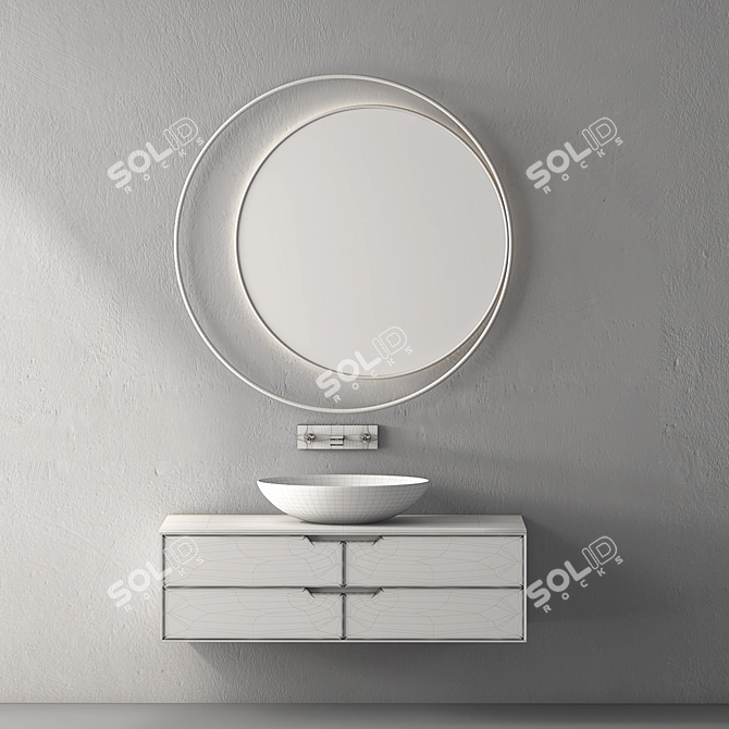 Contemporary Bathroom Vanity Set 3D model image 2