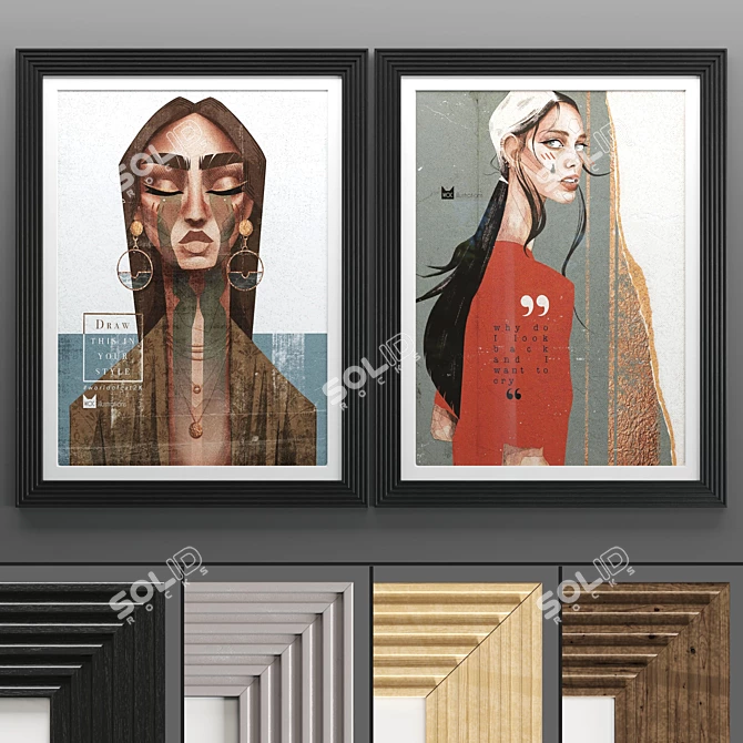 Modern 2-Piece Art Frames 3D model image 1