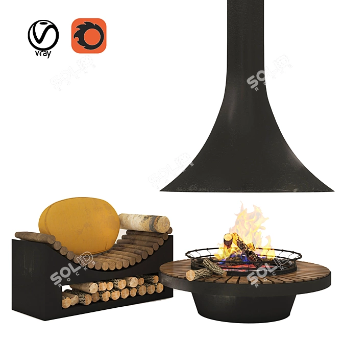 2014 Fireplace: V-Ray+Corona Render 3D model image 1