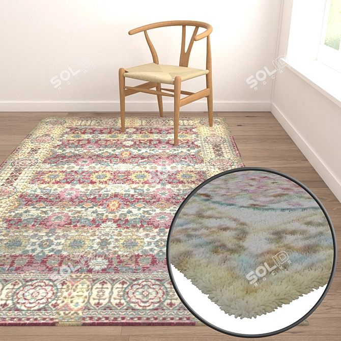 Luxurious Textured Carpet Set 3D model image 2