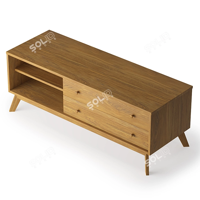 Rustic Wood TV Stand - Kensal 3D model image 3