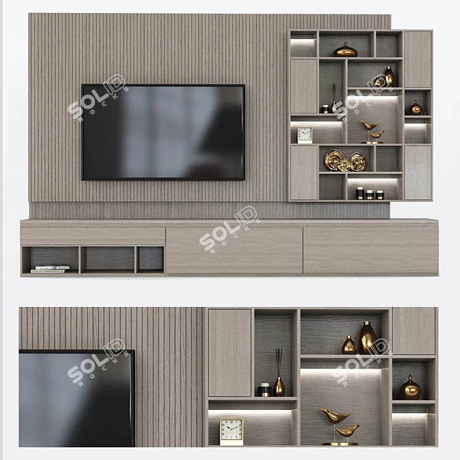 Sleek TV Shelf Set - Modernize Your Entertainment Space 3D model image 1