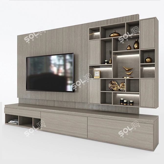 Sleek TV Shelf Set - Modernize Your Entertainment Space 3D model image 2