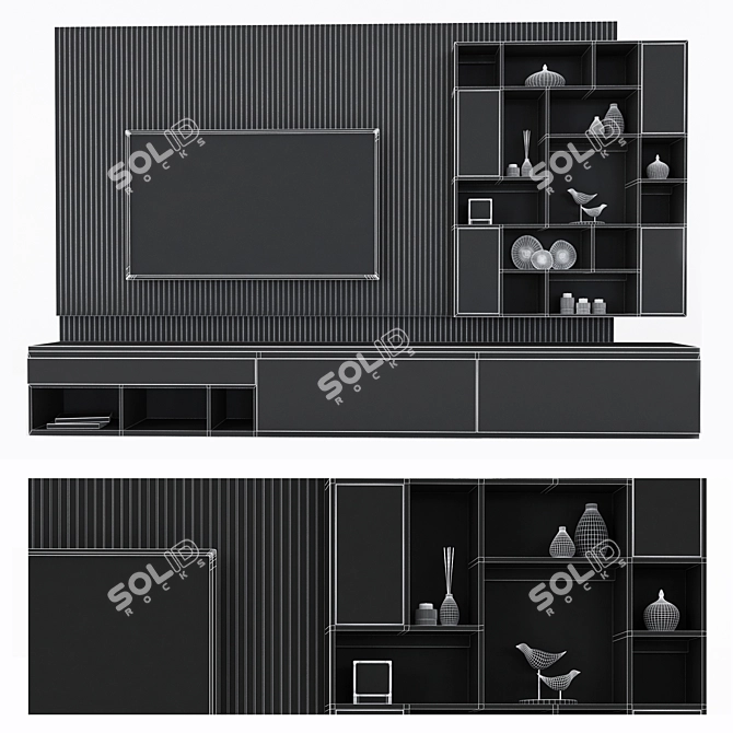 Sleek TV Shelf Set - Modernize Your Entertainment Space 3D model image 3