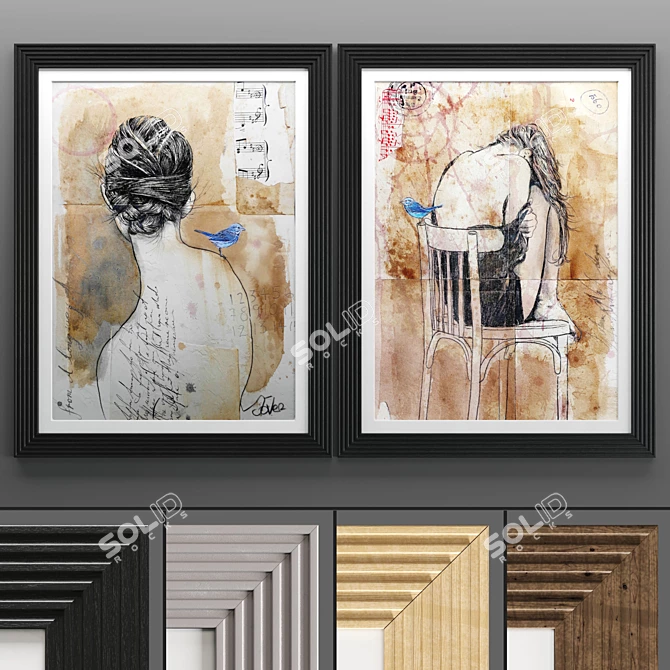 Modern Art Frame Set 3D model image 1