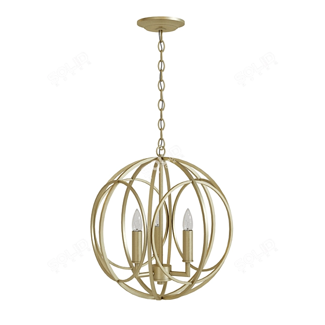 Elegant Steel Loughton Chandelier 3D model image 2