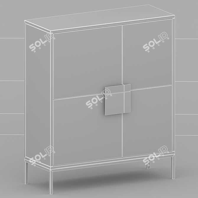 Sleek Wooden Wardrobe 3D model image 2