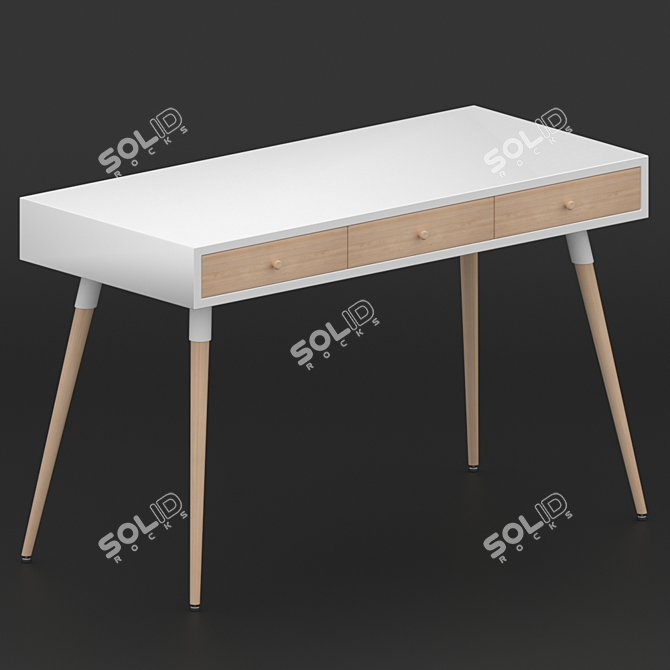 Modern Wooden Desk with V-Ray Compatibility 3D model image 1