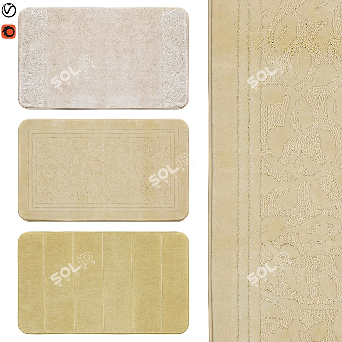 Modern Bath Rugs | Set of 18 3D model image 1