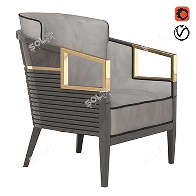 Luxury Asymmetric Armchair 3D model image 1