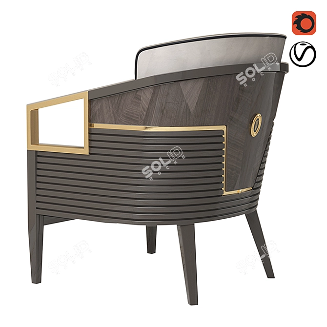 Luxury Asymmetric Armchair 3D model image 6