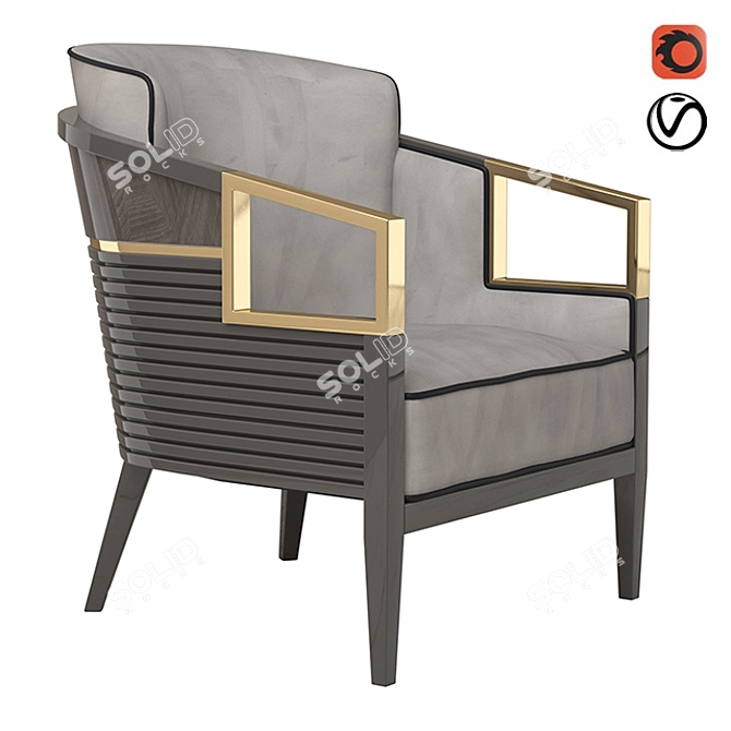 Luxury Asymmetric Armchair 3D model image 7