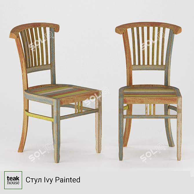 Elegant Teak Chair Ivy 3D model image 2