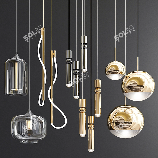 Sleek Glass Pendant Lights 3D model image 1