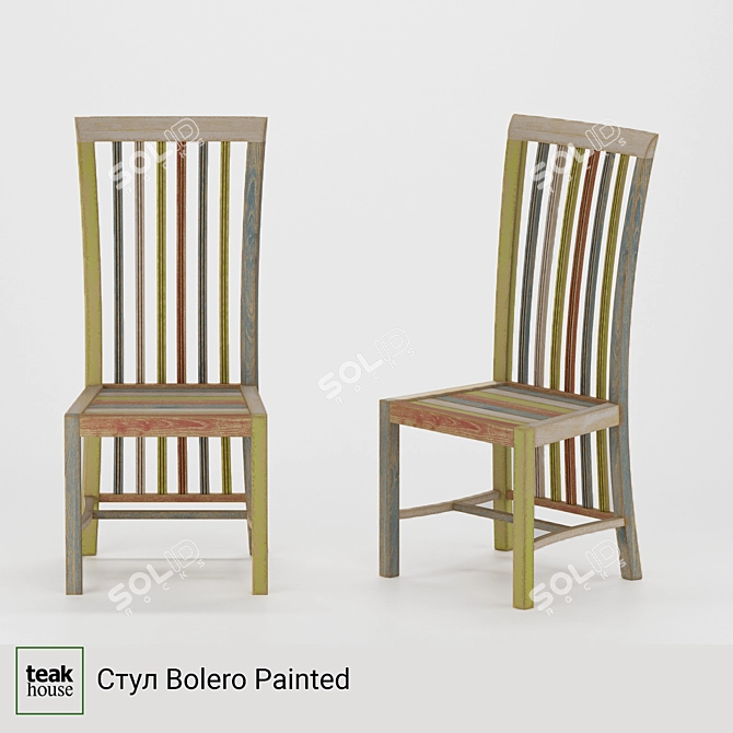 Hand-Painted Bolero Teak Chair 3D model image 1