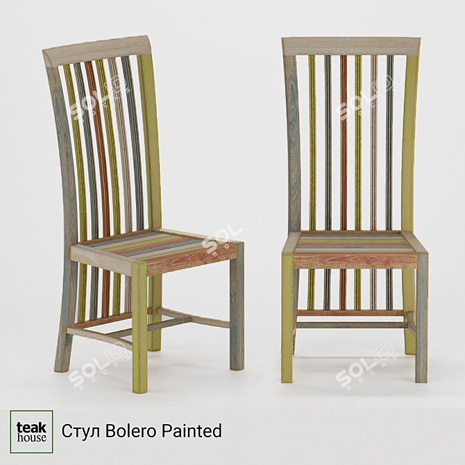Hand-Painted Bolero Teak Chair 3D model image 2