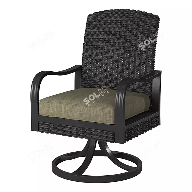Swing Rattan Armchair with Metal Rotary Legs 3D model image 1