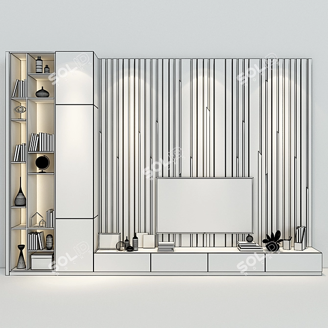 Stylish Cabinet in Rustic Oak 3D model image 2