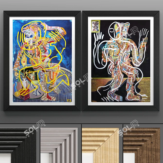 Modern Art Frame Set 3D model image 1