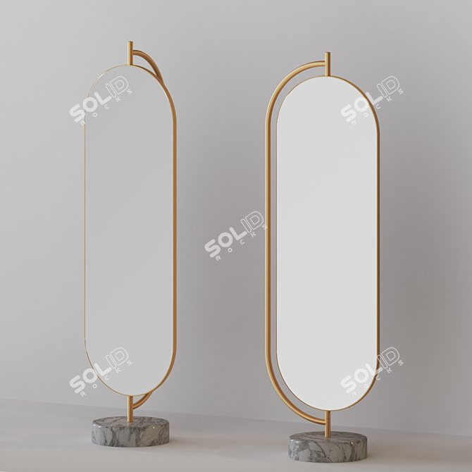 Glamorous Giove: Full-Length Mirror with Brass Base 3D model image 1