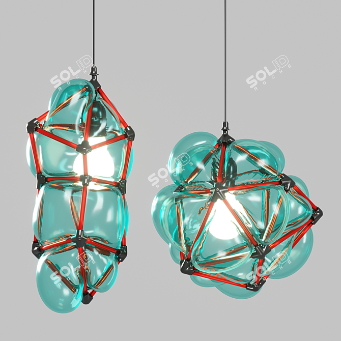 Elegant Glass Pendant Lamp 3D model image 1