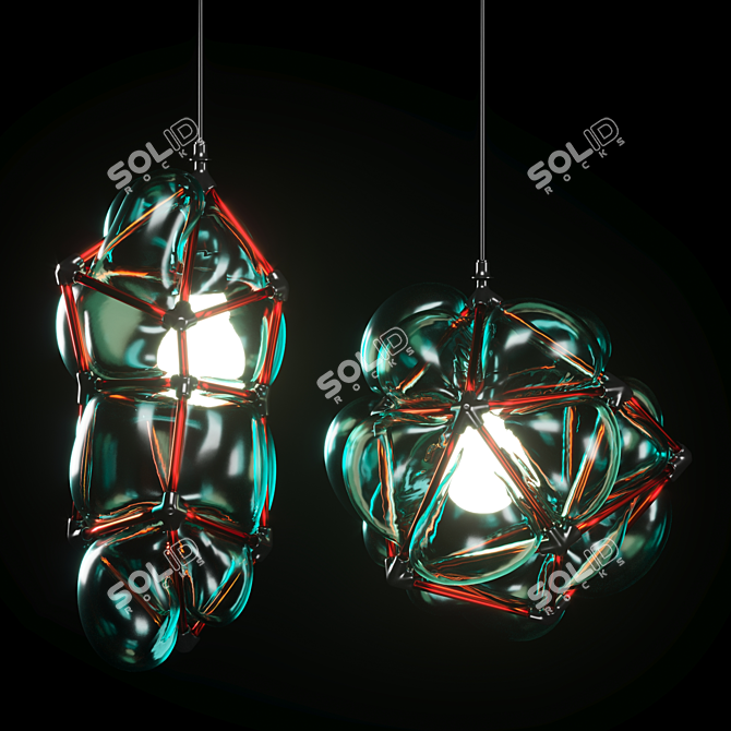 Elegant Glass Pendant Lamp 3D model image 2