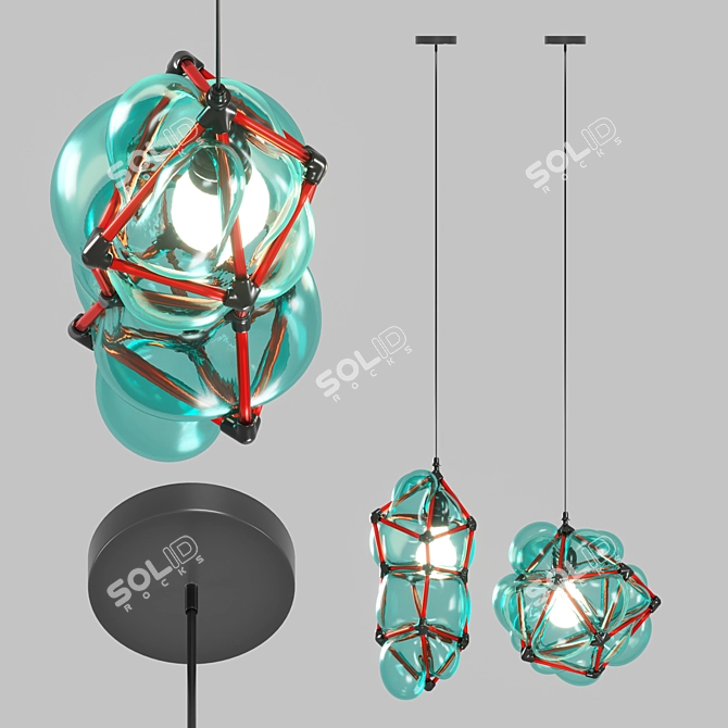 Elegant Glass Pendant Lamp 3D model image 4
