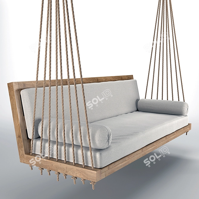 Hanging Swing Sofa: Wooden Frame, Removable Cushions 3D model image 1
