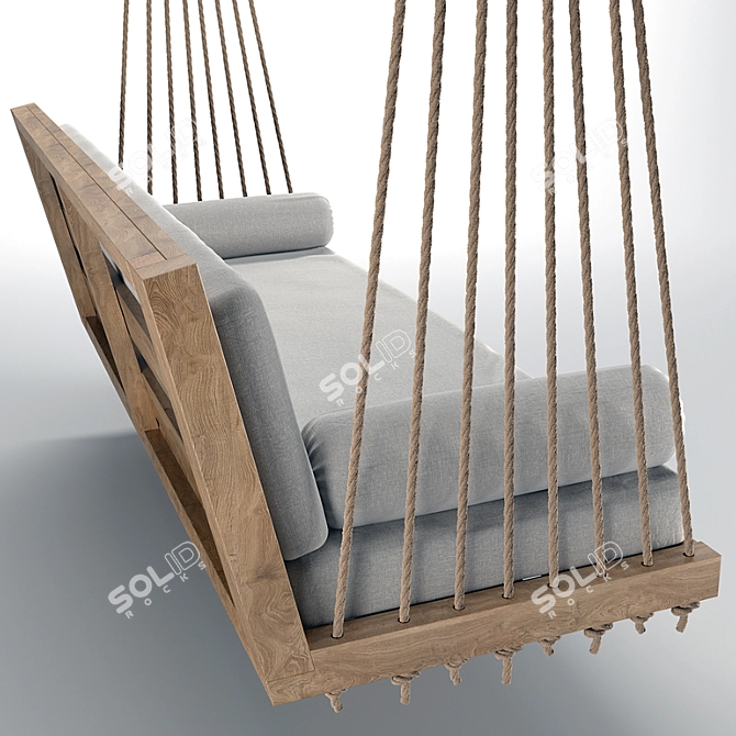 Hanging Swing Sofa: Wooden Frame, Removable Cushions 3D model image 2