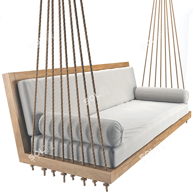 Hanging Swing Sofa: Wooden Frame, Removable Cushions 3D model image 7