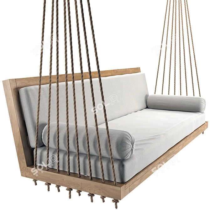 Hanging Swing Sofa: Wooden Frame, Removable Cushions 3D model image 10