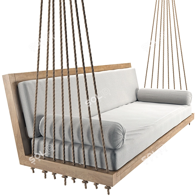 Hanging Swing Sofa: Wooden Frame, Removable Cushions 3D model image 11