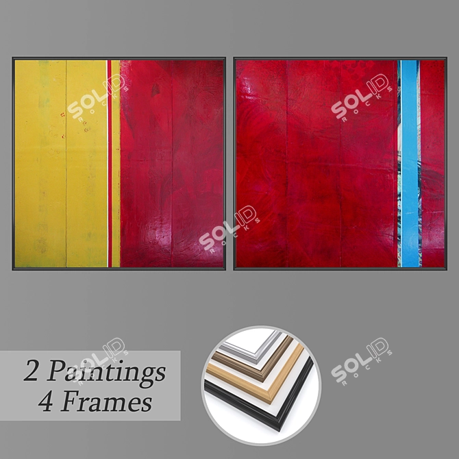 Abstract Wall Art Set with Multiple Frames 3D model image 1