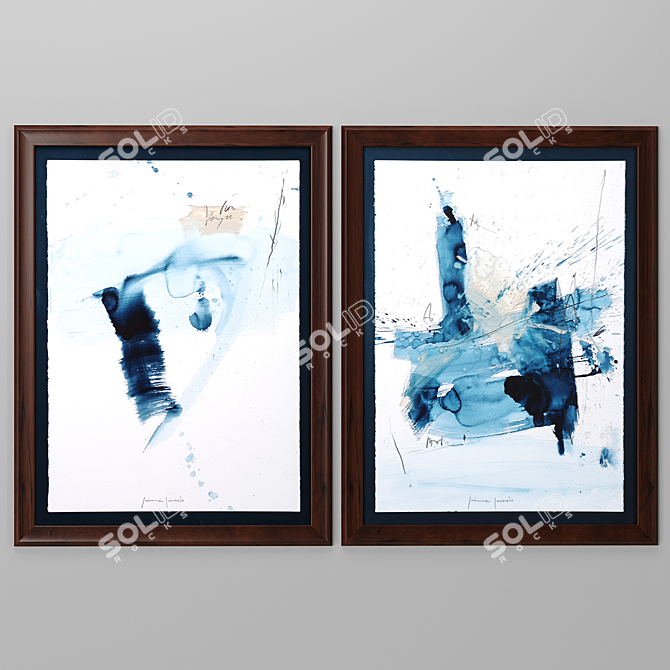 Azul I & II: Paper Painting, Framed Art by Novocuadro Art Company 3D model image 4