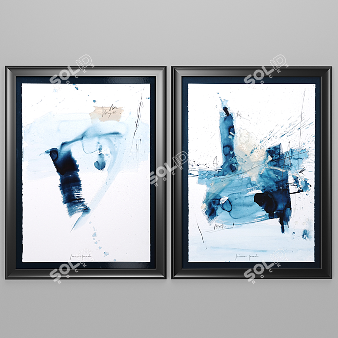 Azul I & II: Paper Painting, Framed Art by Novocuadro Art Company 3D model image 5