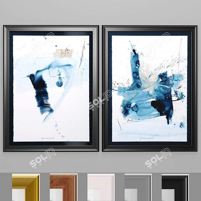 Azul I & II: Paper Painting, Framed Art by Novocuadro Art Company 3D model image 6