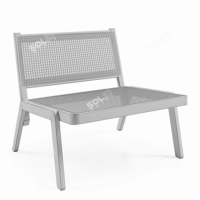 Modern Low Chair: FSC-Certified Meranti Wood with Rattan Seat 3D model image 5