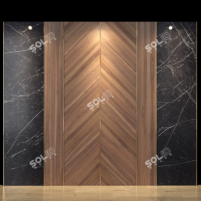 Elegant Floral Wall Panel 3D model image 1